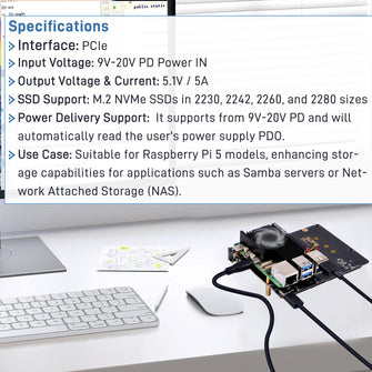 52Pi N16 Quad NVMe expansion board for Raspberry Pi 5, Support M.2 NVMe SSDs  2230/2242/2260/2280