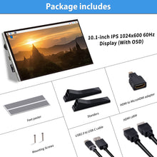 52Pi 10.1 Inch 1024*600 Capacitive IPS Display 60Hz portable Screen Monitor for Raspberry Pi Windows PC (No Touch)