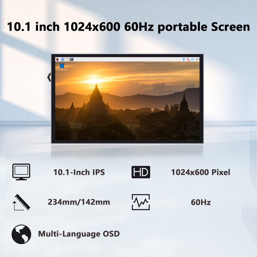 52Pi 10.1 Inch 1024*600 Capacitive IPS Display 60Hz portable