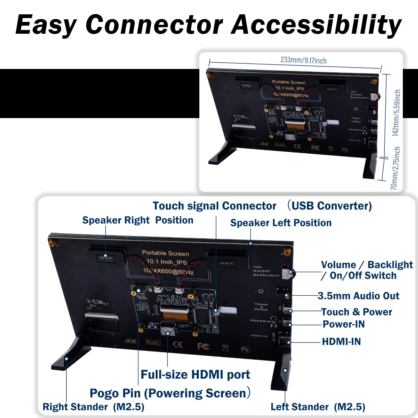 52Pi 10.1 inch Capacitive Touchscreen for Raspberry Pi, HDMI Monitor I ...