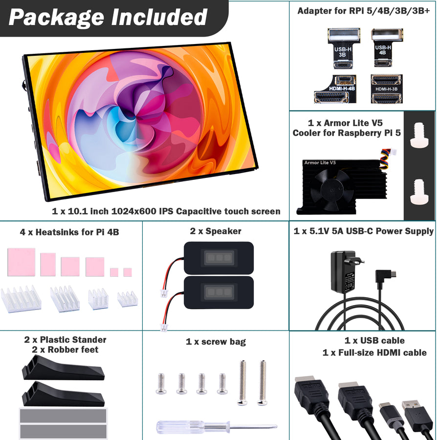 GeeekPi Écran de 7 pouces pour Raspberry Pi, affichage LCD IPS 1024x600, moniteur portable HDMI GeeekPi Écran de 7 pouces pour Raspberry Pi, affichage LCD IPS 1024x600, moniteur portable HDMI