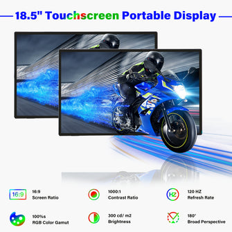 52Pi 18.5 Inch 1920x1080 Capacitive Touch Screen 100-120Hz IPS Display Portable Screen Monitor, Supports Installation of Raspberry Pi 5/4B/3B/3B+