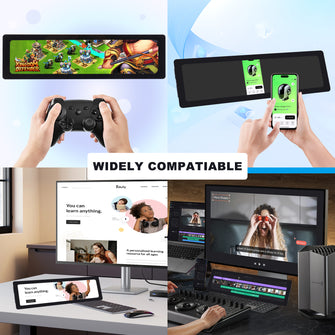 52Pi 11.26 Inch Capacitive Touch Screen 1920X440 HDMI Display Screen with Speakers for Raspberry Pi 5/4B/3B/3B+
