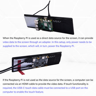 52Pi 11.26 Inch Capacitive Touch Screen 1920X440 HDMI Display Screen with Speakers for Raspberry Pi 5/4B/3B/3B+