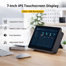 52Pi 7-Inch Capacitive IPS Screen 1024 × 600 60HZ Touchscreen Display With Speakers for Raspberry Pi 5/4B/3B+/3B/B+