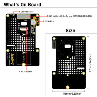 52Pi N04 M.2 NVMe to PCIe Adapter for Raspberry Pi 5, Support M.2 NVMe SSD 2230 2242 2260 2280