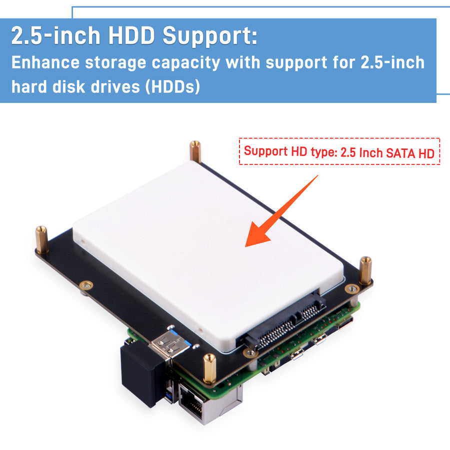 52Pi M.2 NVME +2.5 USB Adapter Bottom NUO8 for Raspberry Pi 5