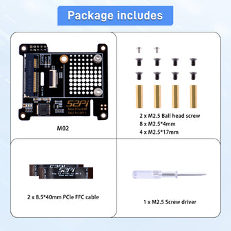 52Pi M02 PCIe Express to Mini PCIe HAT for Raspberry Pi 5, Support All Mini PCIe Devices Network Cards Mini PCIe Adapter