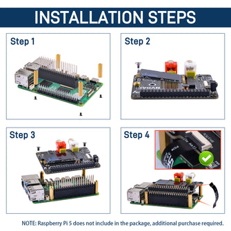 52Pi HiFi DAC Hat with PCIe to NVMe SSD Function for Raspberry Pi 5, Support NVMe 2230/2242 SSDs