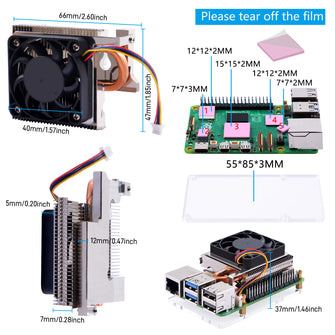 52pi Cooler Raspberry Pi 3 52Pi Ultra Thin ICE Tower Cooler for Raspberry Pi 5, Low profile Coole ...