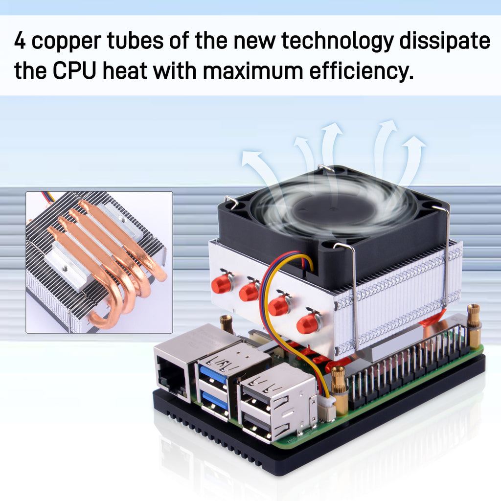 52pi Cooler Raspberry Pi 3 52Pi Low-Profile Plus CPU Cooler for Raspberry Pi 5, Aluminum Heatsink ...