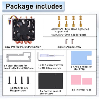 52pi Cooler Raspberry Pi 3 52Pi Low-Profile Plus CPU Cooler for Raspberry Pi 5, Aluminum Heatsink ...