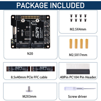 52Pi N20 Dual 2242 NVMe HAT for Raspberry Pi 5，Supprt two 2242 NVMe SSDs