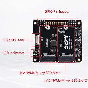 52Pi N20 Dual 2242 NVMe HAT for Raspberry Pi 5，Supprt two 2242 NVMe SSDs