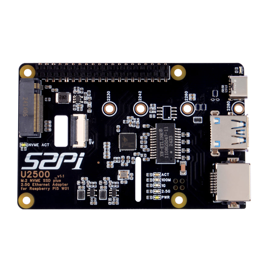 52Pi M.2 NVMe SSD Plus 2.5G Ethernet Adapter for Raspberry Pi 5