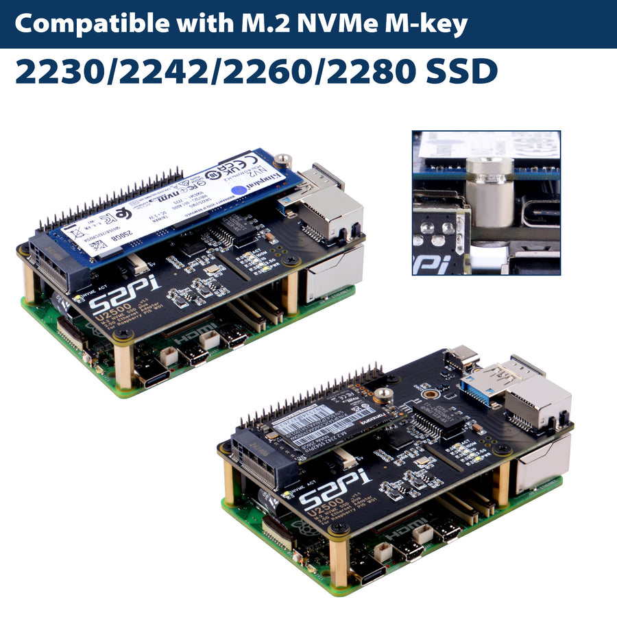 52Pi M.2 NVMe SSD Plus 2.5G Ethernet Adapter for Raspberry Pi 5