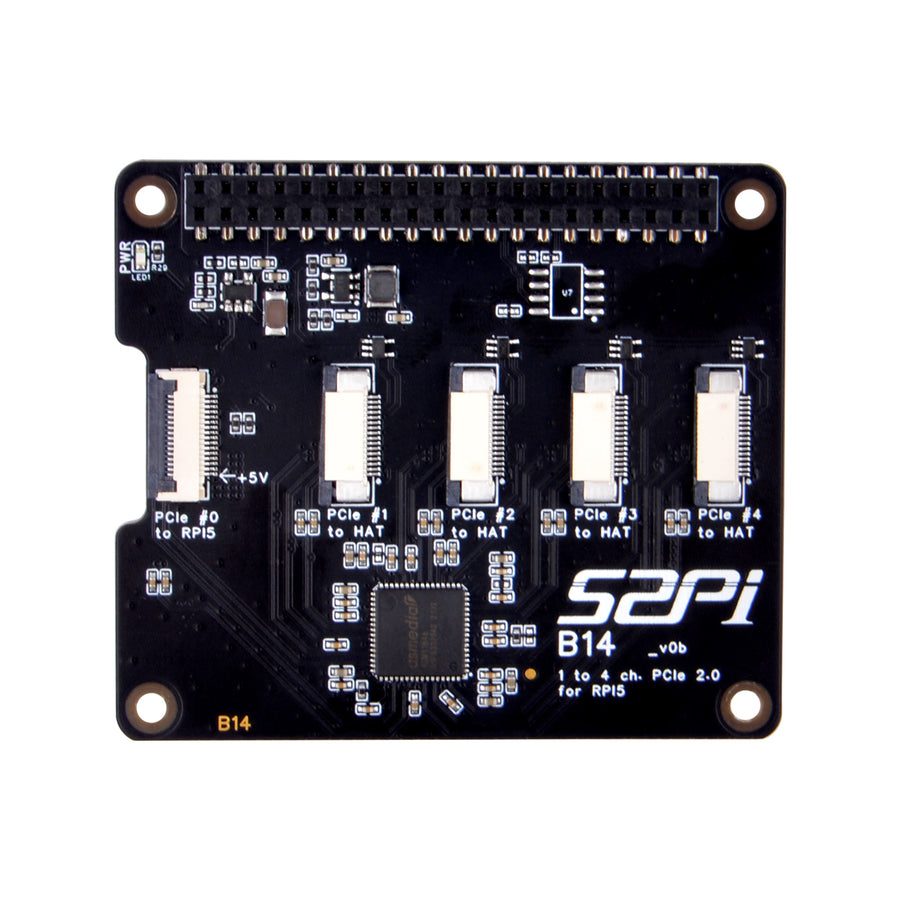 52Pi B14 Quad FPC PCIe HAT for Raspberry Pi 5, B14 HAT 1 to 4 PCIe