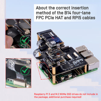 B14 Quad FPC PCIe HAT Daisy-Chaining Capability for Raspberry Pi 5