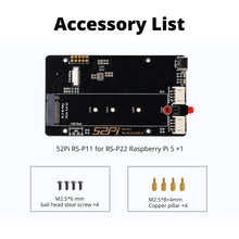 52Pi RS-P11 for RS-P22 PCIE NVME Expansion Board for Raspberry Pi 5, Supports M.2 NVMe SSDs