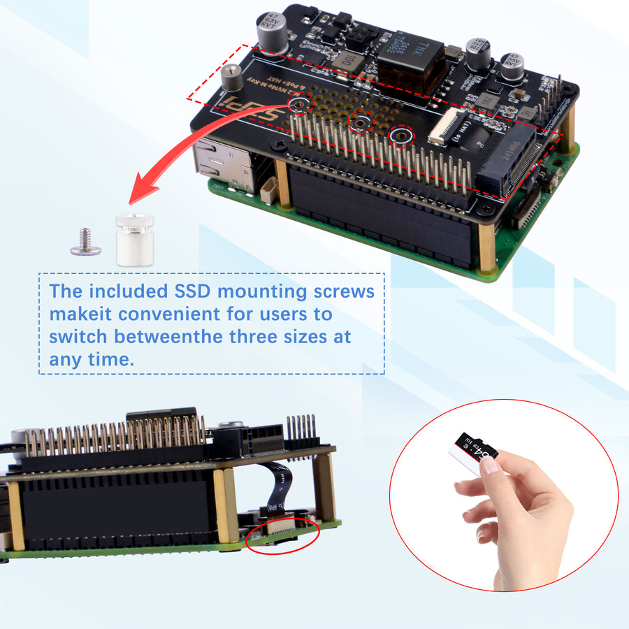 soomloom HAPI２ Geekworm X1015 PCIe to M.2 Key-M NVMe SSD PIP TOP for Raspberry Pi 5