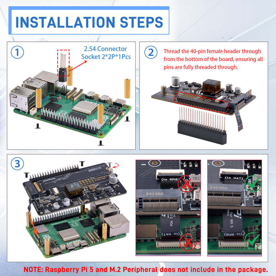 52Pi P33 M.2 NVMe 2280 PoE+ HAT Extension Board for Raspberry Pi 5