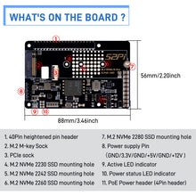 52Pi P33 M.2 NVMe 2280 PoE+ HAT Extension Board for Raspberry Pi 5, Support M.2 NVMe SSDs  2230/2242/2260/2280