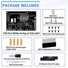 52Pi P33 M.2 NVMe 2280 PoE+ HAT Extension Board for Raspberry Pi 5, Support M.2 NVMe SSDs  2230/2242/2260/2280
