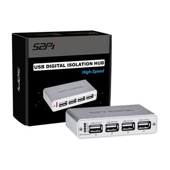 52Pi 4-Port USB 2.0 Isolator Hub, ADuM3165 USB Digital Isolation Module with Power Adapter, Up to 480 Mbps High-Speed USB Splitter
