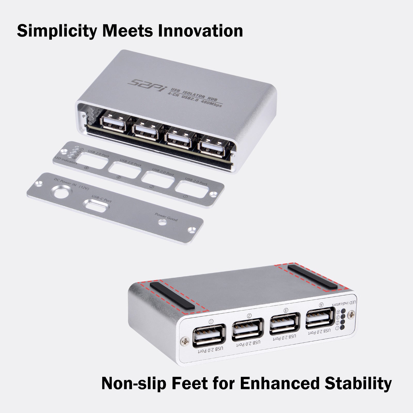 52Pi 4-Port USB 2.0 Isolator Hub, ADuM3165 USB Digital Isolation Modul ...
