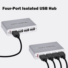 52Pi 4-Port USB 2.0 Isolator Hub, ADuM3165 USB Digital Isolation Module with Power Adapter, Up to 480 Mbps High-Speed USB Splitter