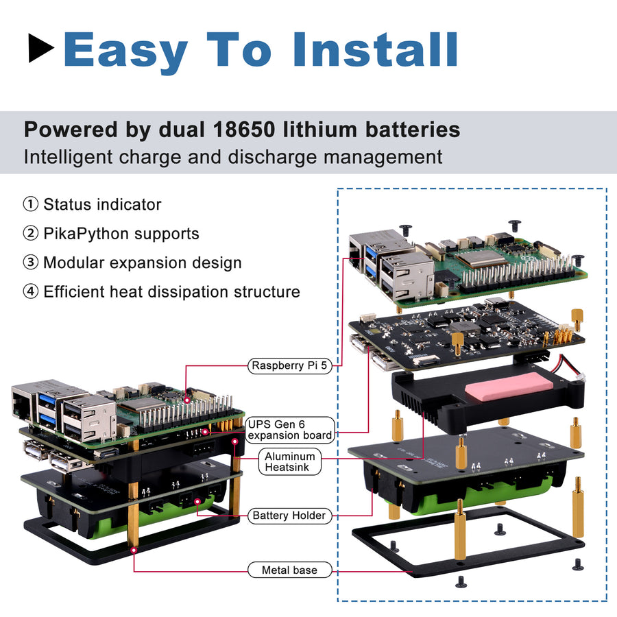 52Pi UPS Gen 6 Power Module with Physical Power Button