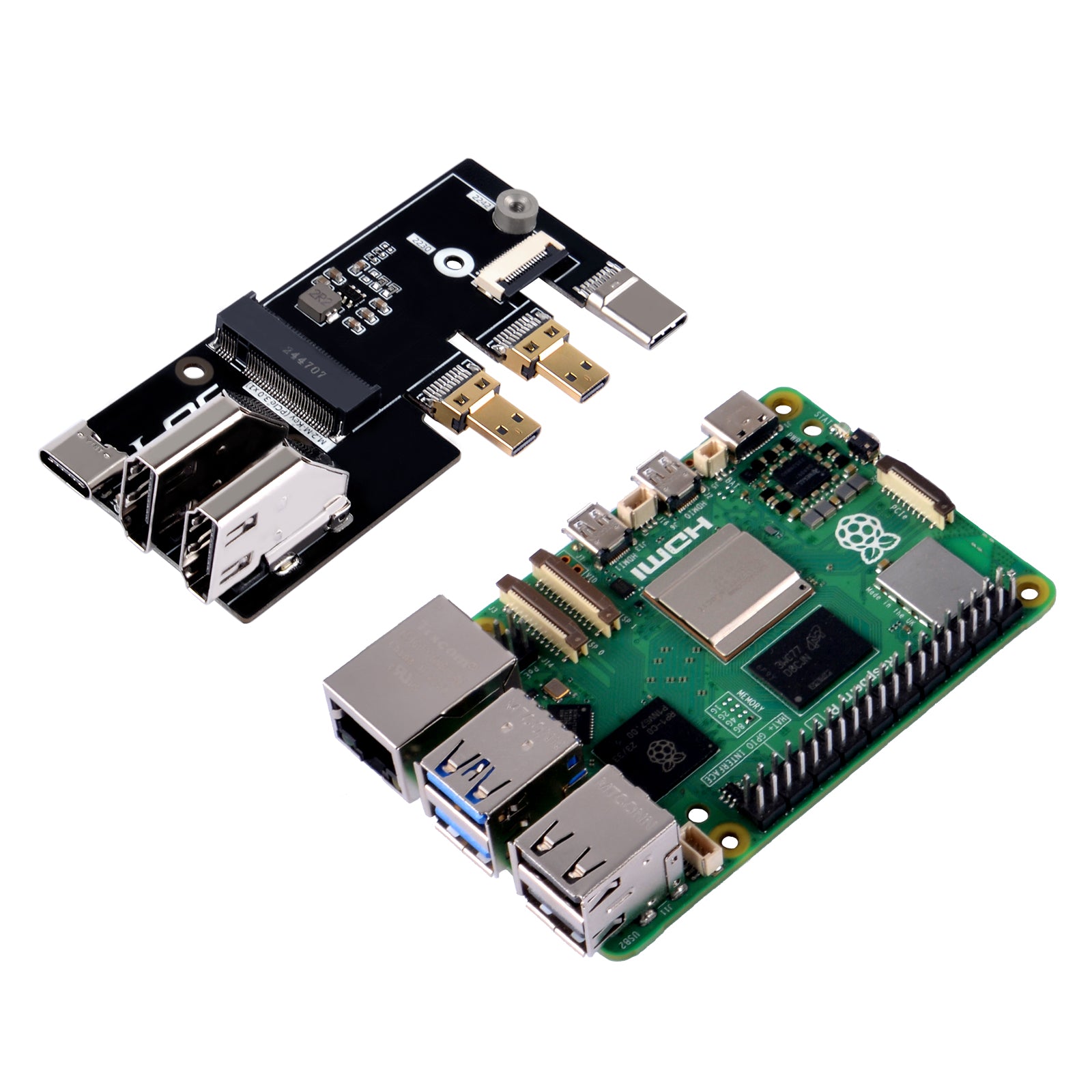 52Pi Micro HDMI to HDMI Multifunctional Adapter for Raspberry Pi 5, wi ...
