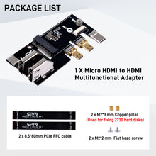52Pi Micro HDMI to HDMI Multifunctional Adapter for Raspberry Pi 5, with PCIe 3.0x1 M.2 slot, Support M.2 NVMe SSD 2230 2242