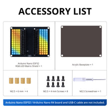 52Pi RGB LED Matrix Expansion Board for Arduino Nano ESP32, 104 Individually Addressable RGB LEDs Matrix Shield for Arduino