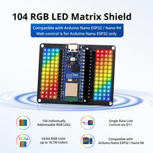 52Pi RGB LED Matrix Expansion Board for Arduino Nano ESP32, 104 Individually Addressable RGB LEDs Matrix Shield for Arduino