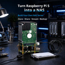 52Pi 5-Bay SATA Storage Expansion Board  for Raspberry Pi 5,  with 4 onboard SATA ports and 1 external eSATA port & 12V DC 5525 / 4-Pin Molex