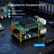 52Pi 5-Bay SATA Storage Expansion Board  for Raspberry Pi 5,  with 4 onboard SATA ports and 1 external eSATA port & 12V DC 5525 / 4-Pin Molex