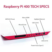 Raspberry Pi 400 PC Kit Keyboard with a Built-in Computer 4GB LPDDR4-3200 USB HDMI Cable GPIO Header UK Power Supply