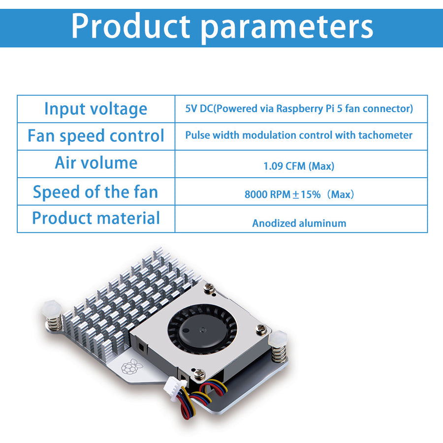 Ventola Attiva Waveshare Per Raspberry Pi 5 | Dissipatore In Alluminio Con Pasta Termica | Raffreddamento Attivo