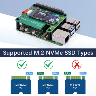 Raspberry Pi M.2 HAT+ for Raspberry Pi 5, Support M.2 SSD 2230/2242