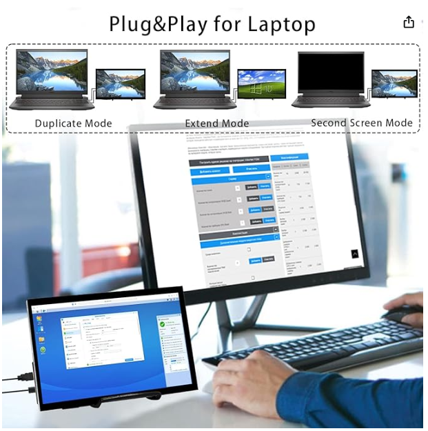 52Pi 10.1 Inch 1024*600 Capacitive IPS Display 60Hz portable Screen Mo ...
