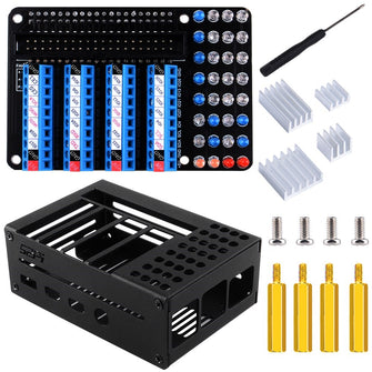 52Pi GPIO Terminal Expansion Board with GPIO Status LED Metal Case For Raspberry Pi 4B