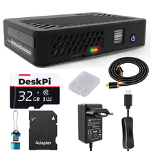 DeskPi Lite Case for Raspberry Pi 4B, with Power Button/Heatsink/PWM Fan, Power Supply 32/64GB Card, 4K HDMI Cable