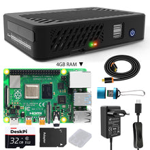 DeskPi Lite Case for Raspberry Pi 4B, with Power Button/Heatsink/PWM Fan, Power Supply 32/64GB Card, 4K HDMI Cable