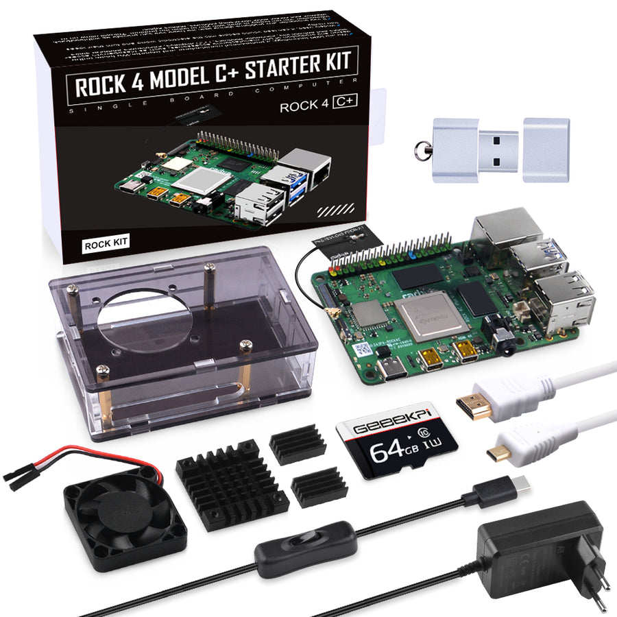 52Pi ROCK 4 Model C+ 4GB Single Board Computer Rockchip RK3399-T