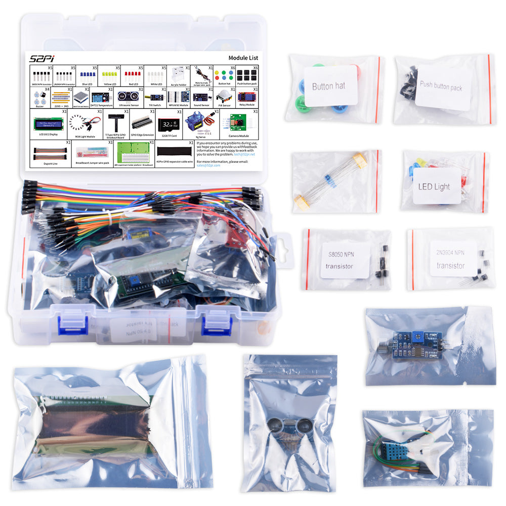 52Pi Raspberry Pi Complete Starter Kit DIY Electronic Project LED Sens ...