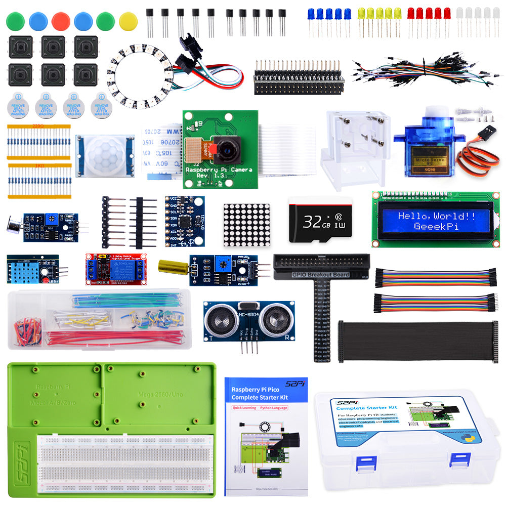 52Pi Raspberry Pi Complete Starter Kit DIY Electronic Project LED Sens ...