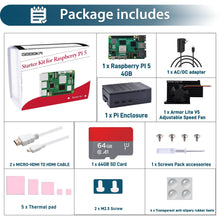 52Pi Starter Kit for Raspberry Pi 5 8GB, with Raspberry Pi 5 8GB Board, Case, 64GB Card, Card Reader, HDMI Cables and 27W USB C Power Supply