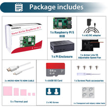 52Pi Starter Kit for Raspberry Pi 5 8GB, with Raspberry Pi 5 8GB Board, Case, 64GB Card, Card Reader, HDMI Cables and 27W USB C Power Supply