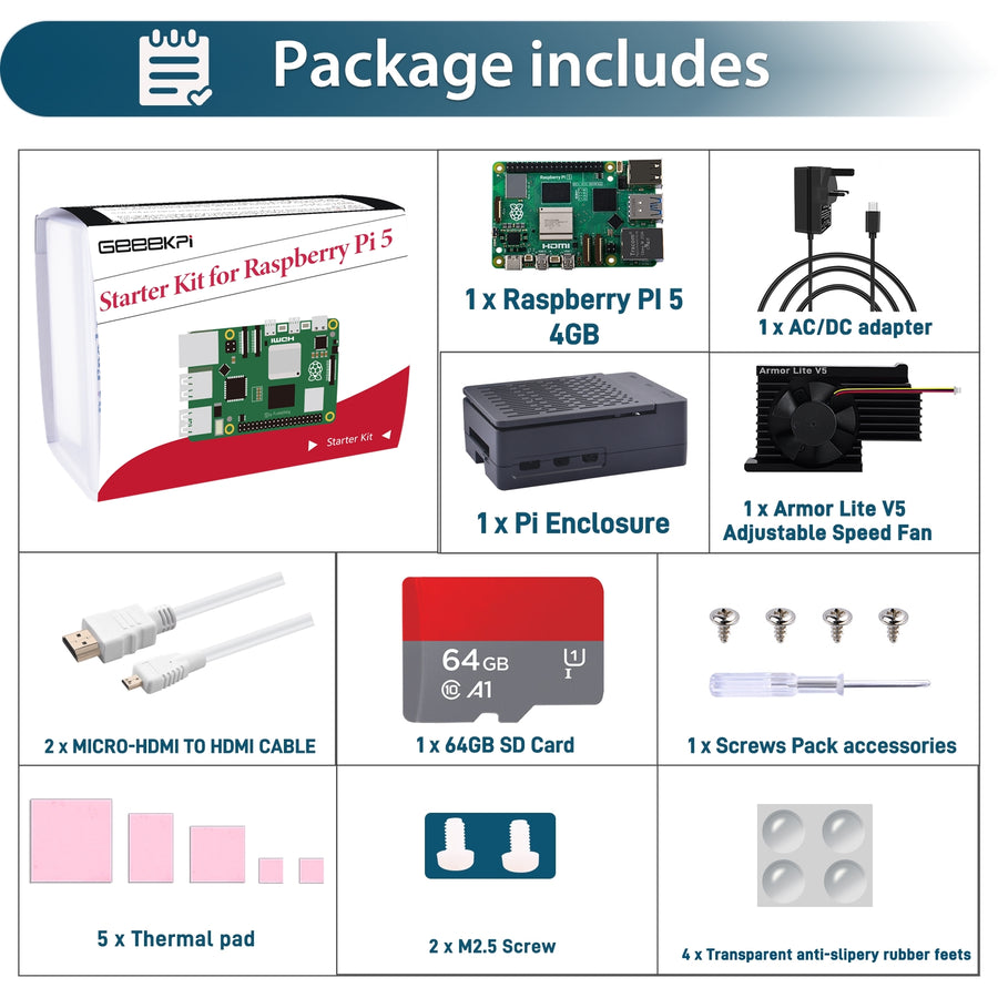 52Pi Starter Kit for Raspberry Pi 5 8GB, with Raspberry Pi 5 8GB